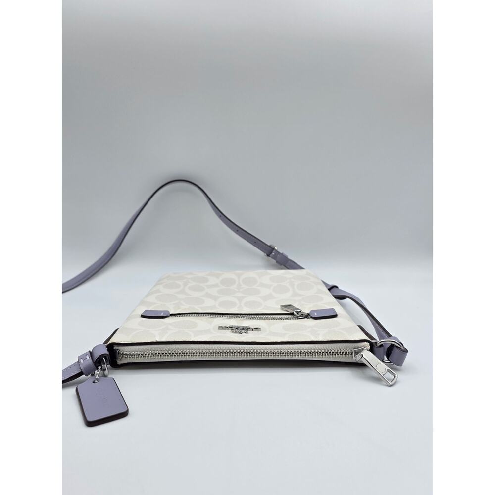 Coach Mini Rowan File Bag Crossbody Purse in Chalk White Lavender - Picture 7 of 16
